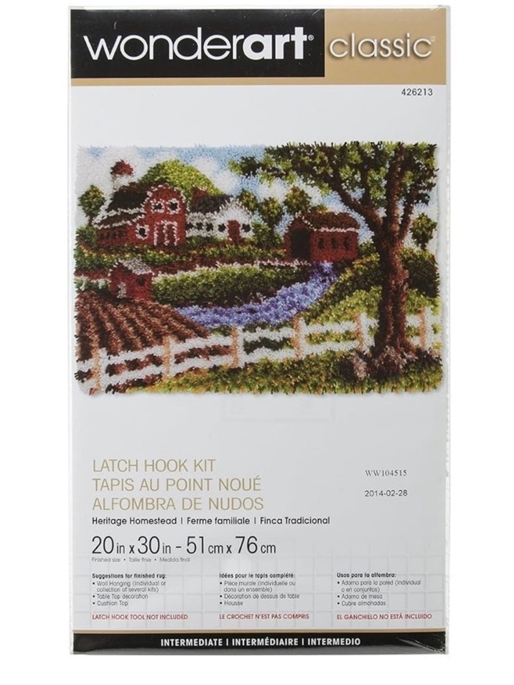Wonderart Classic Heritage Homestead Latch Hook Kit, 20" X 30"